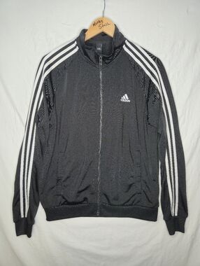 Adidas Ladies Black And White Warm Up Jacket Size Large